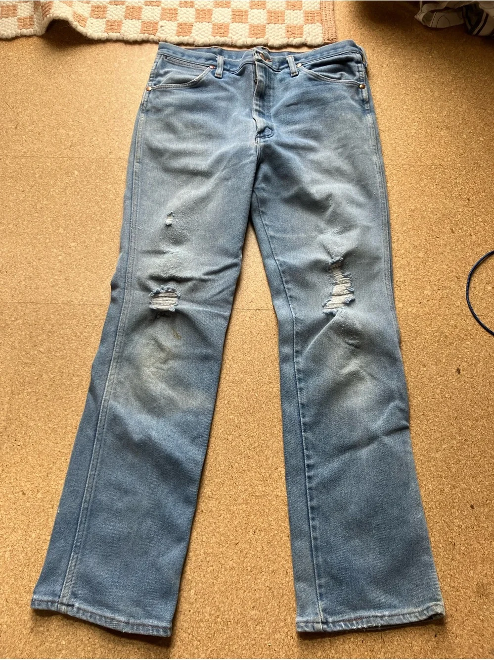 Trashed Worn Wrangler Jeans Holes (34x31)